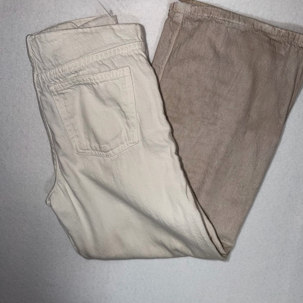 Girls Zara Ombre Cream / Tan Denim Pants